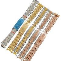 20mm Watch Band For Seiko NH35 Submariner Case 904L Stainless Steel Watch Strap Glide Lock Buckle For Silver Oyster Bracelet