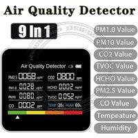 9 In 1 Air Quality Monitor CO2 Meter CO TVOC HCHO PM2.5 PM1.0 PM10 Temperature And Humidity Measurement Carbon Dioxide Detector