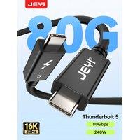 JEYI Thunderbolt 5 USB-C Cable 0.5M-80Gbps Data & 120Gbps Display, 240W PD Charging, 4K@60Hz for MacBook Pro/Monitors/iPad Pro