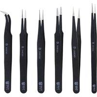 202 Stainless Steel Tweezer Curved Straight Point Angled Chip Tweezers for Mobile Phone/Laptop/Computer Repair