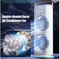 Double-Headed Spray Air Conditioner Fan 3 Speeds Rechargeable USB Desk Air Cooler Night Light Remote For Office Home New