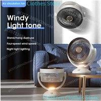 USB Air Circulation Electric Fan 360 Degree Rotation Non Rechargeable Table Desktop Portable Wall Mounted with Light for Home