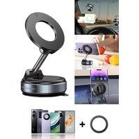 Vacuum Suction Phone Holder, Magnetic Car Phone Holder Mount for Dashboard Windshield 360 Rotating Strong Suction Foldable Phon