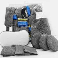 9-Piece Set of Car and Motorcycle Cleaning Wipes Home Wash Gloves Car Wash Towels Cleaning Cloths Waxing Sponges Wheel Brushes
