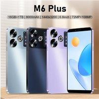 New M6 Plus Original 6.8HD Global Version Smartphone 5G Dual SIM Mobile Phones 8000mAh Face ID Cellphones Android 14 Cell Phone