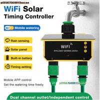 New 1/2 Outlets Solar Irrigation Timer Smart APP Control Automatic Irrigation System Outdoor Water Timer Garden Watering Tool