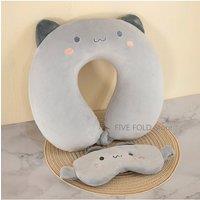 Adult Children Travel Pillow Soft Short Plush Cartoon U-shaped Pillow Portable Outdoor Nap Flight Neck Pillow Nursing Cushion
