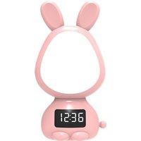 Cartoon Rabbit LED Alarm Clock Night Light for Students Dormitory Digital Display Children Wake Up Light Remote Control Dimming