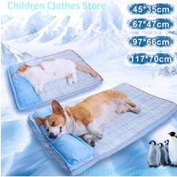 Summer Cooling Dog Bed For Large Medium Dog Puppy Orthopedic Memory Foam Mat With Pillow Breathable Waterproof Washable