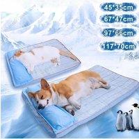 Summer Cooling Dog Bed For Large Medium Dog Puppy Orthopedic Memory Foam Mat With Pillow Breathable Waterproof Washable
