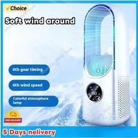 6-speed silent timed air conditioner cooling fan, new portable mini air conditioner USB air cooler, bladeless electric fan