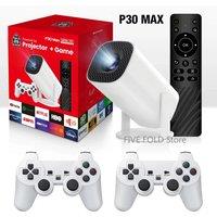 3D Game Projector P30MAX Retro Video Game Console Wireless Controller 4K ULTRA HD plug and play Android11 BT5.0 720P Home Cinema