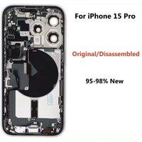 95% New Housing For iPhone 15 Pro original Disasembly Middle Frame Housing Back Glass Cover,15Pro Frame With NFC Assembly