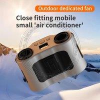 20000mAh Outdoor Portable Waist Fan Hanging Neck Fan Strong Wind with Power Bank LED Lighting for Outdoor Courier USB Recharge