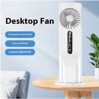 5V Portable Tower Fan USB Water Cooling Fan with 6 Wind Speeds Standing Fan Integrated Humidifier with 340ml Water Tank