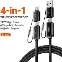 Toocki 240W 4 in 1 Fast Charging Cable PD3.1 5A USB C Cable Type C For iPhone 16 15 Macbook iPad Xiaomi Type C Lighting Cable