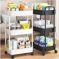 Durable 3/4 Tier Rolling Cart, Multi-Dispenser, Storage Shelf, Mobile Space, T1, Kitchen, HOSlim Slide