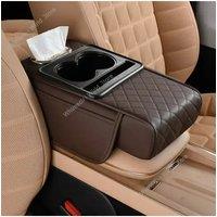 Car Universal Armrest Cover Leather with Tissue Storage Heightened Arm Rest Pad Car Armrest Box Protective Pads