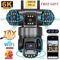 3 Lens Video Surveillance Camera Wifi Network CCTV Camera 4G SIM Card Wireless 360 Monitor Outdoor Waterproof Security Cameras