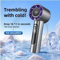 Handheld Portable Fan 100 Wind Speeds Adjustable Usb Charging Mini Outdoor Portable Turbo Long-lasting High Speed Fan 2025 New