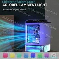 Portable Air Conditioner 3-speed Mini Air Conditioning 900ml Water Tank Air Cooler with 7-color Night Light for Office Bedroom
