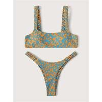 Sexy Micro Bikini 2025 Women Orange Leopard Push Up Padded Thong Swimsuit Female Cut Out Bathing Suit Swimwear Trajes De Bao