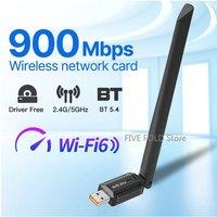 900Mbps WiFi 6 USB Adapter Bluetooth 5.4 AX900 USB Dongle Wireless Network Card Dual Band 2.4G 5G Ethernet Receiver Free Driver