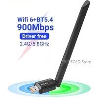 900Mbps USB WiFi 6 Bluetooth 5.4 Adapter 2in1 Dongle Dual Band 2.4G 5GHz Network Wireless Receiver DRIVER FREE For Windows 10/11