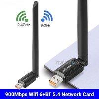 USB WiFi 6 Bluetooth 5.4 Adapter 900Mbps Network Card Dongle 2.4G 5GHz Wireless Receiver For Laptop Windows 10 11 Driver Free