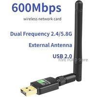 600M USB WIFI6 Adapter Dual Antenna Network Card AX1800 Dual Band 2.4G 5G WiFi Adapter PC for Laptop Tablet Game Controlle