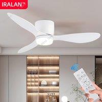 White Low Ceiling With Remote Control LED Electric fan Simple Ceiling Fan With Light Living Room Bedroom lamp with tech fan