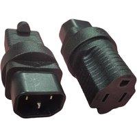 Black US NEMA 5-15R female to IEC320-C14 male Travel Power Adapter Plug American 3 Prong Receptacle To C14 Power Plug Converter