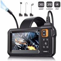 1080P Industrial Endoscope Camera 4.3inch Screen 8 LED 8mm Single Lens Inspection Borescope Camera IP67 Waterproof for Car Pipe