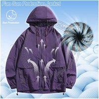 Summer Ice Cool Jacket Men & Women Air Fan Clothing UV Sun Protection Lightweight Outdoor Clothes Windproof Cooling Apparel Coat