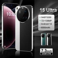 NEW 15 Ultra Original Mobile Phones 4G 5G Dual SIM Cellphone 7.3inch Smartphone Android Global Version 8000mAh GPS Cell Phone