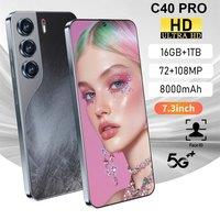 Original C40 Pro Android 14 Smartphone 8000mAh 108MP 7.3inch Global Version Mobile Phones 5G Dual Sim Card Cell Phone Cellphones