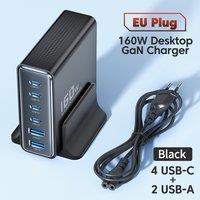 Toocki Gan 160W USB Type C Charger Multiple Ports PD PPS QC4.0 Desktop Fast Charger For iPhone 16 15 Samsung S23 Macbook iPad