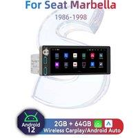 Carplay Android Auto Autoradio 1Din Radio Android Car Multimedia for Seat Marbella 1986-1998 6.86 Screen Stereo GPS