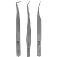 Professional Eyelash Extension Tweezers Stainless Steel Ultra Precision Forceps with Curved Angled Fine Tips for Beauty Craft
