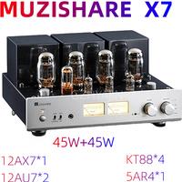 Hot sale MUZISHAREX7 KT88 Push-Pull tube amplifier HIFI GZ34 Lamp Amp 45W*2 12AX7x1, 12AU7x2, KT88x4, 5AR4x1