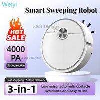 New 4000Pa 3 in 1 Smart Sweeping Robot Vacuum Cleaner Strong Suction Easy To Use For Hard Floors Pet Hair Carpets