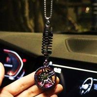 Cool Car Wheel Hanging Ornament Car Wheel Shock Absorber Pendant Rearview Mirror Auto Interior Decoration Bag Hanging Ornament