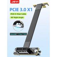 JEYI PCIe 4.0/3.0 X1 Magnetic Fixatiom Riser Cable 16Gbps/8Gbps - 90 Dual Angle for PCIe WiFi Card,M.2 Adapter,USB PCIe Card