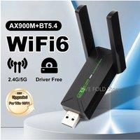 900Mbps WiFi 6 USB Bluetooth 5.4 Adapter 802.11AX Dual Band 2.4GHz/5GHz Wireless WiFi Dongle Network Card Support Win 10/11 PC