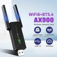 WiFi 6 AX900 Bluetooth 5.4 WiFi USB Adapter Wireless Network Card 2.4G&5GHz Wi-Fi Receive USB For PC/Laptop Win10/11 Driver Free