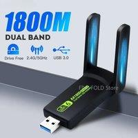 1800Mbps WiFi6 USB3.0 Adapter 802.11AX Dual Band 2.4G/5GHz Wireless WiFi Dongle Network Card RTL8832AU Support Win10/11 PC