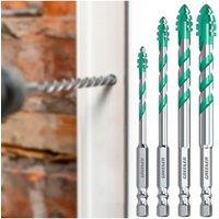 6/8/10/12mm 4-Blade Saw Tooth Eccentric Drill Bit Spirals High-Speed Dry Drilling Bits Set High Hardness Concrete Metal Drilling