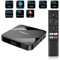 TV98 ATV S905W2 TV Box 8K Android 14 Dual Band Set Top Box 2.4/5G 4+64G Voice Remote WiFi Media Player Smart TV Box EU Plug