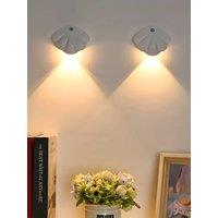 Motion Sensor LED Light, USB Rechargeable Night Light, Wireless Magnetic Shell Shape Wall Lamp for Living Room Staircase Closet