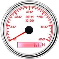 Auto or Boat Yacht 85mm Rev Counters 0-6000RPM Tachometers 1-300 Speed Ratio RPM with Hourmeters 12v/24v 7 Kinds Backlight Color